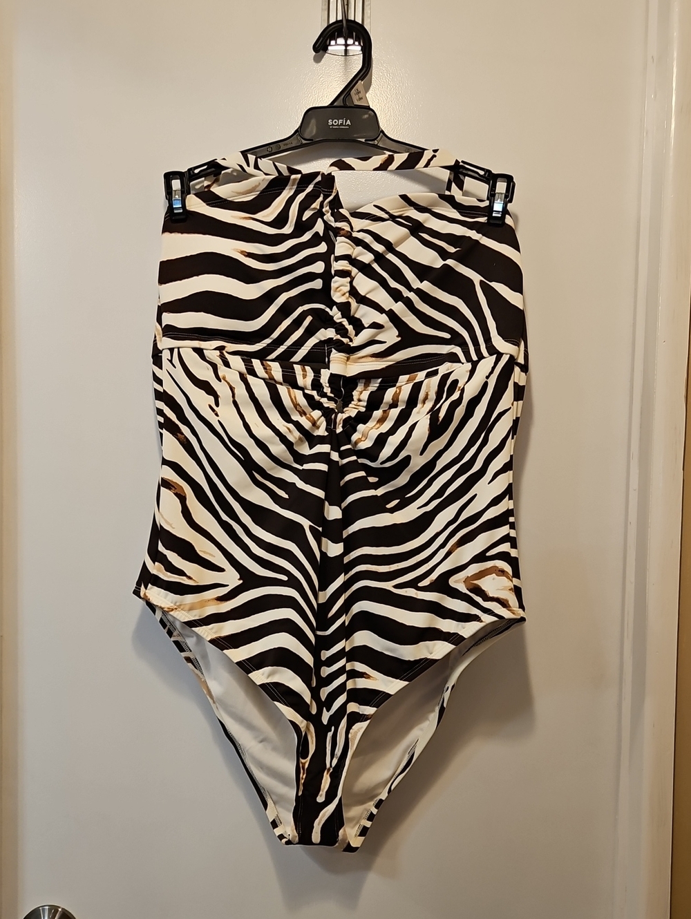 sofia by sofia vergara Black, White & Tan Zebra-Print One-Piece